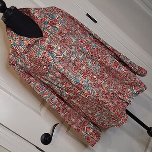 Jones New York sz 2X button front collared shirt, colorful
